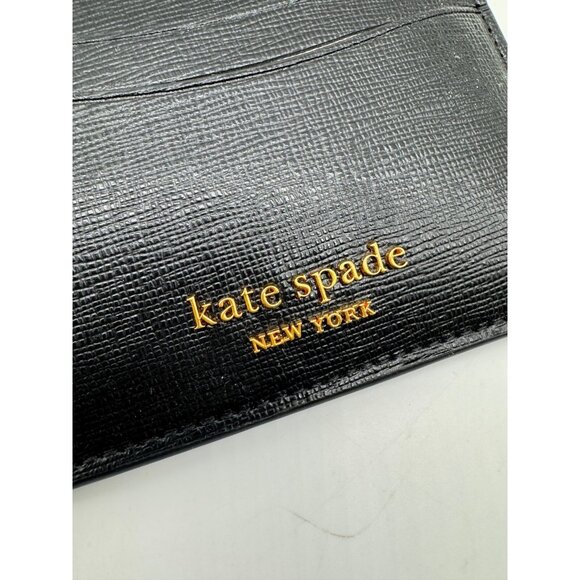 Kate Spade NY Morgan saffiano leather women's cardcase carholder wallet -BLACK - Picture 3 of 11